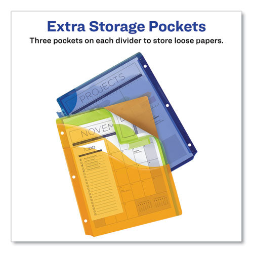 Image of Avery® Insertable Big Tab Plastic Three-Pocket Corner Lock Dividers, 5-Tab, 11.13 X 9.25, Assorted, 1 Set