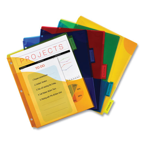 Image of Avery® Insertable Big Tab Plastic Three-Pocket Corner Lock Dividers, 5-Tab, 11.13 X 9.25, Assorted, 1 Set