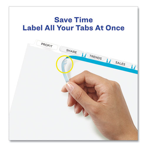 Image of Avery® Print and Apply Index Maker Clear Label Dividers, Extra Wide Tab, 5-Tab, White Tabs, 11.25 x 9.25, White, 1 Set