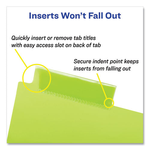 Image of Avery® Insertable Big Tab Plastic 1-Pocket Dividers, 8-Tab, 11.13 X 9.25, Assorted, 1 Set
