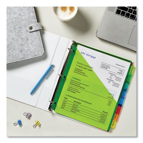 Image of Avery® Insertable Big Tab Plastic 1-Pocket Dividers, 8-Tab, 11.13 X 9.25, Assorted, 1 Set