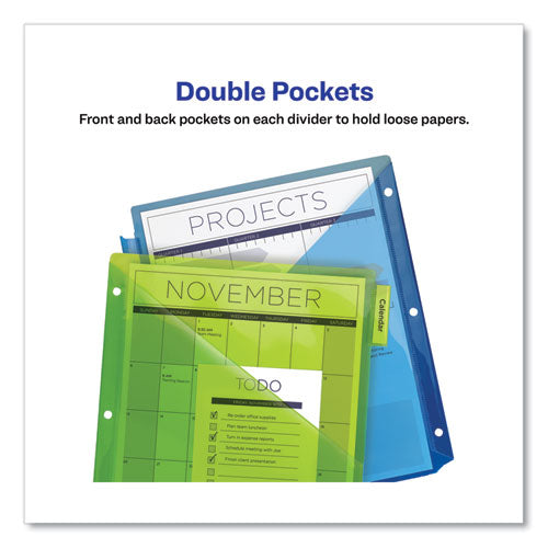 Image of Avery® Insertable Big Tab Plastic 2-Pocket Dividers, 5-Tab, 11.13 X 9.25, Assorted, 1 Set