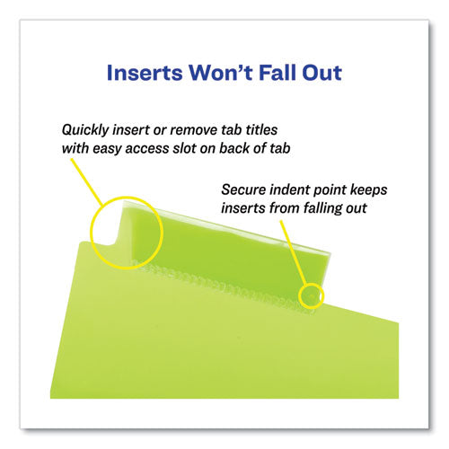 Image of Avery® Insertable Big Tab Plastic 2-Pocket Dividers, 8-Tab, 11.13 X 9.25, Assorted, 1 Set