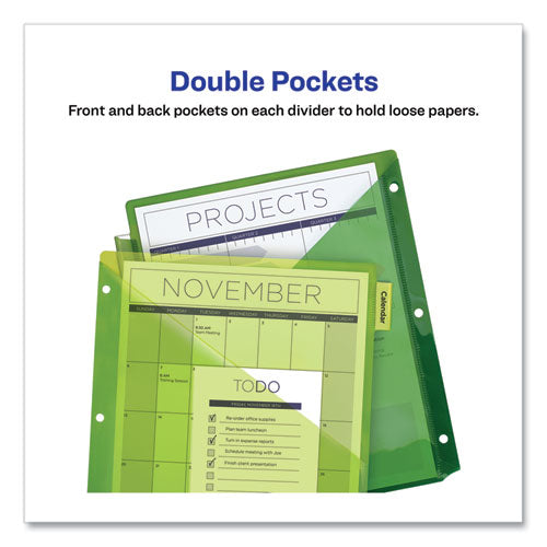 Image of Avery® Insertable Big Tab Plastic 2-Pocket Dividers, 8-Tab, 11.13 X 9.25, Assorted, 1 Set