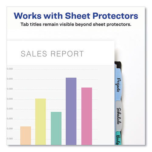 Image of Avery® Write and Erase Durable Plastic Dividers with Slash Pocket, 3-Hold Punched, 5-Tab, 11.13 x 9.25, Assorted, 1 Set