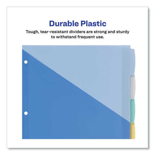Image of Avery® Write and Erase Durable Plastic Dividers with Slash Pocket, 3-Hold Punched, 5-Tab, 11.13 x 9.25, Assorted, 1 Set