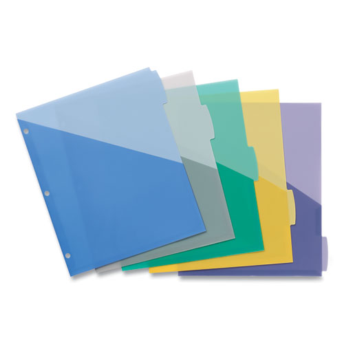 Image of Avery® Write and Erase Durable Plastic Dividers with Slash Pocket, 3-Hold Punched, 5-Tab, 11.13 x 9.25, Assorted, 1 Set