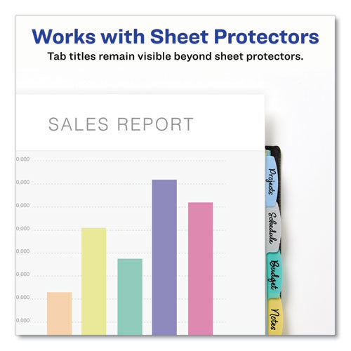 Image of Avery® Write and Erase Durable Plastic Dividers with Slash Pocket, 3-Hold Punched, 8-Tab, 11.13 x 9.25, Assorted, 1 Set