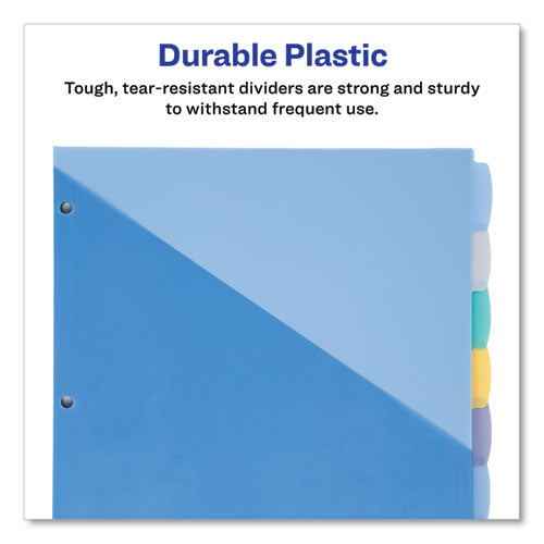 Image of Avery® Write and Erase Durable Plastic Dividers with Slash Pocket, 3-Hold Punched, 8-Tab, 11.13 x 9.25, Assorted, 1 Set