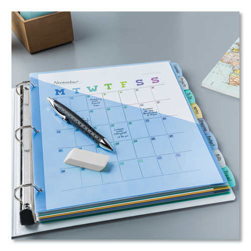 Image of Avery® Write and Erase Durable Plastic Dividers with Slash Pocket, 3-Hold Punched, 8-Tab, 11.13 x 9.25, Assorted, 1 Set