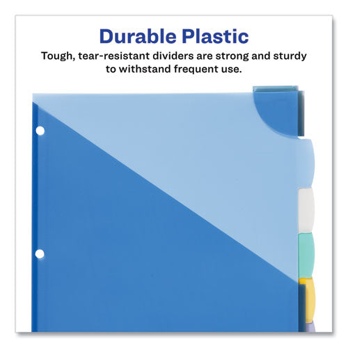 Image of Avery® Write and Erase Big Tab Durable Plastic Dividers, Expandable Pocket, 3-Hole Punched, 5-Tab, 11 x 8.5, Assorted, 1 Set