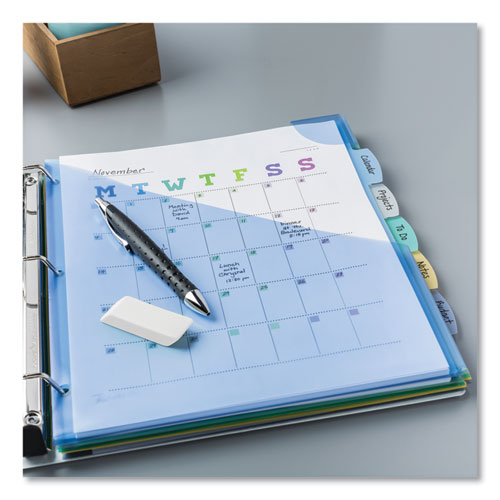 Image of Avery® Write and Erase Big Tab Durable Plastic Dividers, Expandable Pocket, 3-Hole Punched, 5-Tab, 11 x 8.5, Assorted, 1 Set