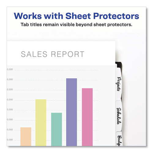 Image of Avery® Write and Erase Durable Plastic Dividers with Straight Pocket, 5-Tab, 11.13 x 9.25, White, 1 Set