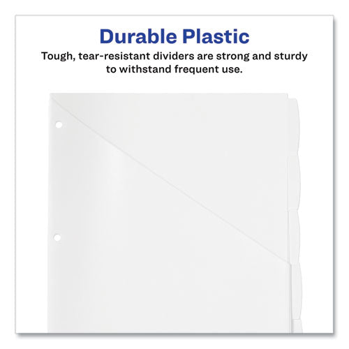 Image of Avery® Write and Erase Durable Plastic Dividers with Straight Pocket, 5-Tab, 11.13 x 9.25, White, 1 Set