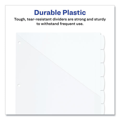 Image of Avery® Write and Erase Durable Plastic Dividers with Straight Pocket, 8-Tab, 11.13 x 9.25, White, 1 Set