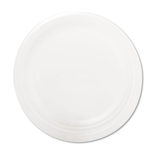 Image of Dart® Quiet Classic Laminated Foam Dinnerware Plate, 9" Dia, White, 125/pack