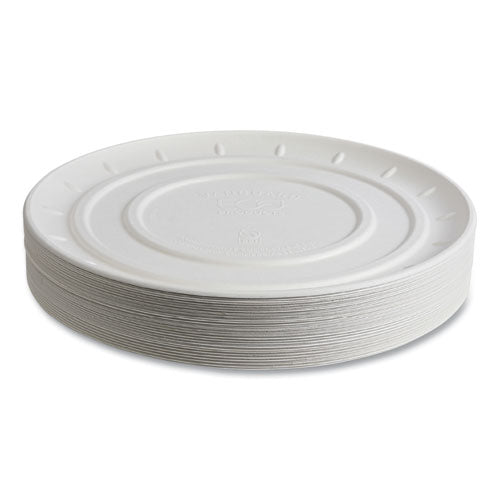 Image of Eco-Products® Vanguard Molded Fiber Pizza Tray, 16" Diameter, White, Sugarcane, 50/Carton
