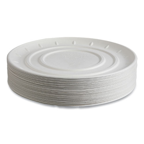 Image of Eco-Products® Vanguard Molded Fiber Pizza Tray, 14" Diameter, White, Sugarcane, 50/Carton