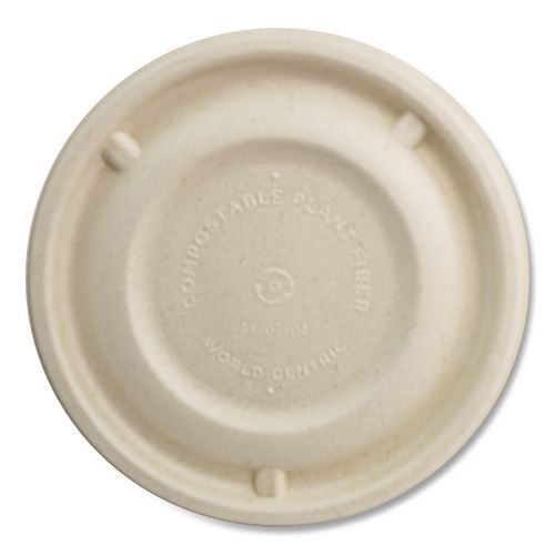 Image of World Centric® Fiber Lids for Bowls, 4.7" Diameter, Natural, Paper, 500/Carton