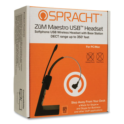 Image of Spracht ZuM Maestro USB Monaural Over The Head Headset, Black