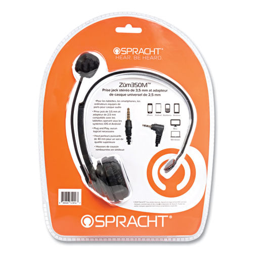 Image of Spracht ZuM ZuM350M Monaural Over The Head Headset, Black