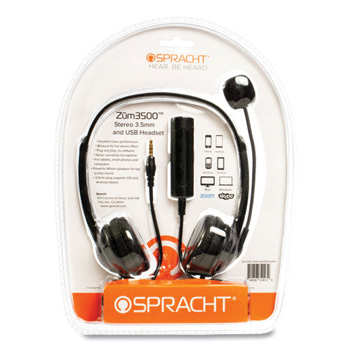Image of Spracht ZuM3500 Binaural Over The Head USB Headset, Black