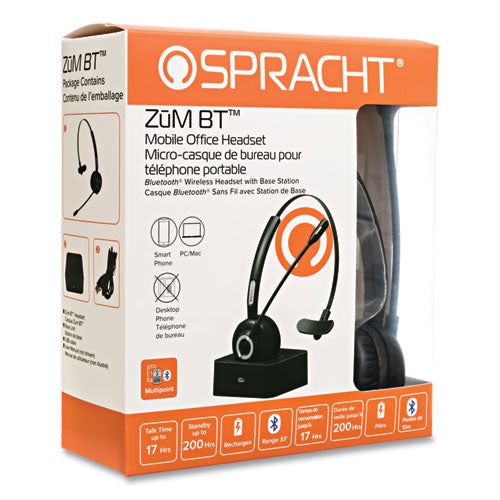 Image of Spracht ZuM BT Mobile Office Monaural Over The Head Headset, Black