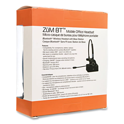 Image of Spracht ZuM BT Mobile Office Monaural Over The Head Headset, Black