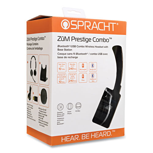 Image of Spracht ZuM BT Prestige Combo Binaural Over The Head Headset with USB Dongle, Black