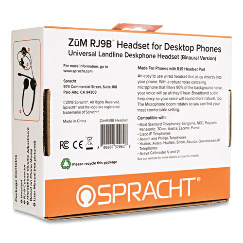 Image of Spracht ZuM ZuMRJ9B Binaural Over The Head Headset, Black