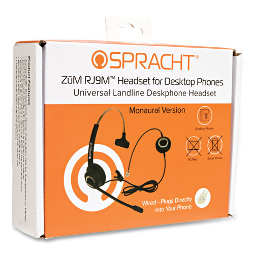 Image of Spracht ZuM ZuMRJ9M Monaural Over The Head Headset, Black