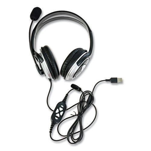 Image of Spracht ZuM Binaural Over The Head Headset, Black/Silver