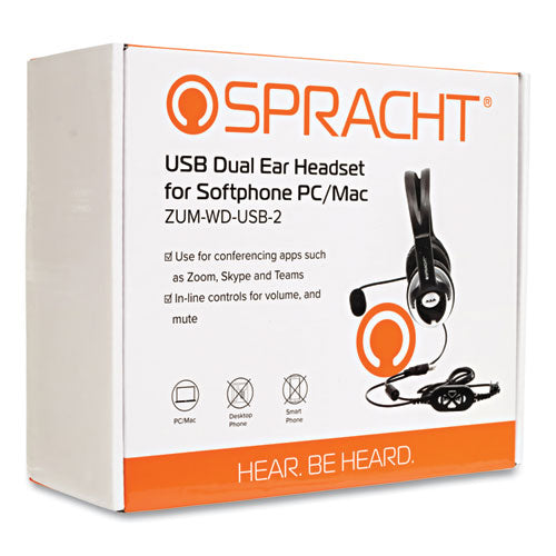 Image of Spracht ZuM Binaural Over The Head Headset, Black/Silver