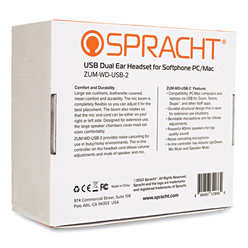 Image of Spracht ZuM Binaural Over The Head Headset, Black/Silver