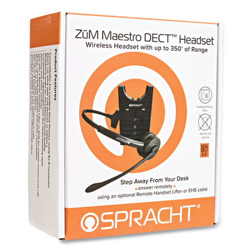 Image of Spracht ZuM Maestro DECT Monaural Over The Head Headset, Black