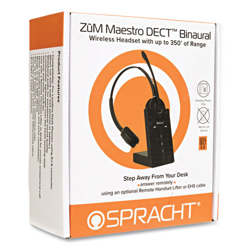 Image of Spracht ZuM Maestro DECT Binaural Over The Head Headset, Black