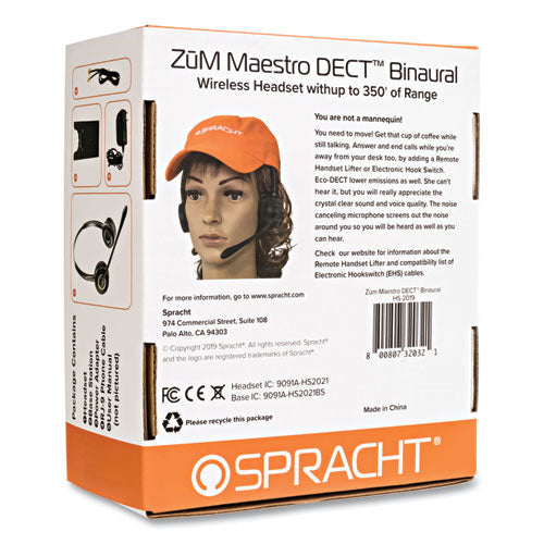 Image of Spracht ZuM Maestro DECT Binaural Over The Head Headset, Black