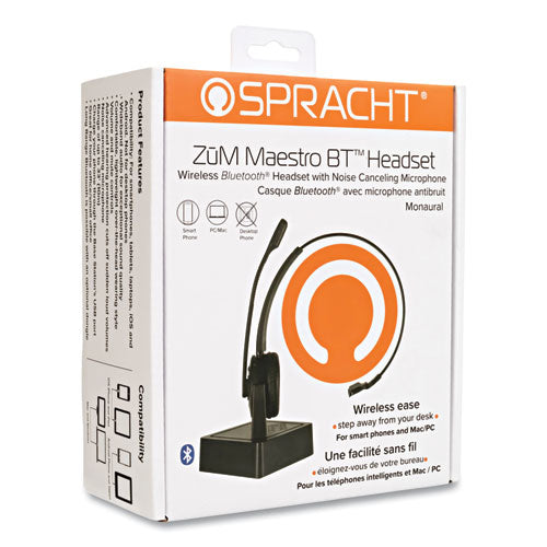 Image of Spracht ZuM Maestro Bluetooth Monaural Over The Head Headset, Black