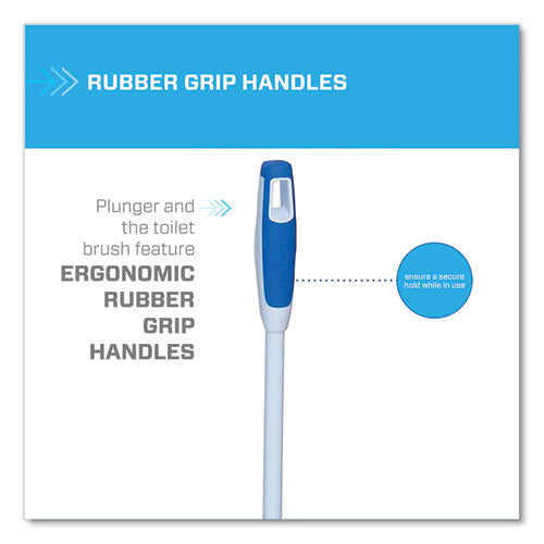Image of Mr. Clean® Turbo Plunger And Bowl Brush Set, 12.5" Plastic Handle, 6" Dia, White