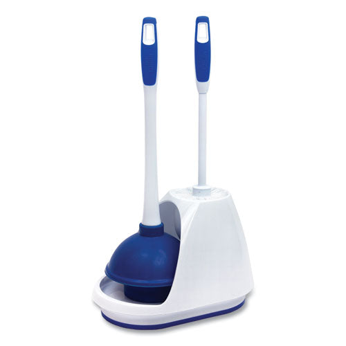 Image of Mr. Clean® Turbo Plunger And Bowl Brush Set, 12.5" Plastic Handle, 6" Dia, White