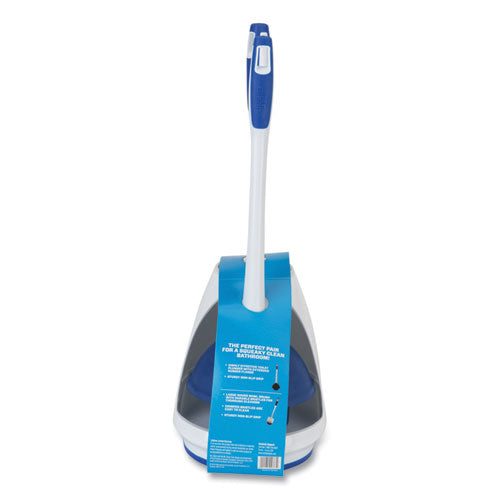 Image of Mr. Clean® Turbo Plunger And Bowl Brush Set, 12.5" Plastic Handle, 6" Dia, White