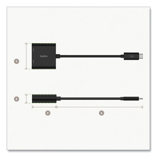 Image of Belkin® USB-C to HDMI + Charge Adapter, HDMI/USB-C(F)/USB-C(M), 2.53", Black