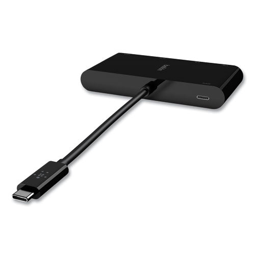 Image of Belkin® USB-C Multimedia + Charge Adapter, 4K HDMI/USB-A/USB-C/VGA, 4.9 ft, Black