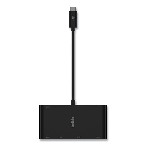 Image of Belkin® USB-C Multimedia + Charge Adapter, 4K HDMI/USB-A/USB-C/VGA, 4.9 ft, Black