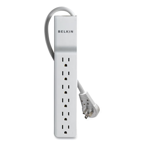 Image of Belkin® Home/Office Surge Protector with Rotating Plug, 6 AC Outlets, 6 ft Cord, 720 J, White
