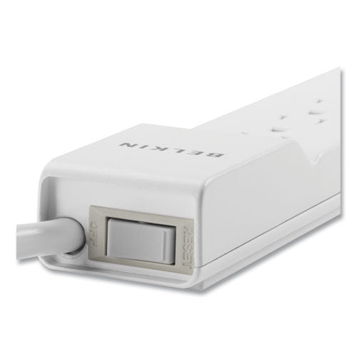 Image of Belkin® Home/Office Surge Protector with Rotating Plug, 6 AC Outlets, 6 ft Cord, 720 J, White