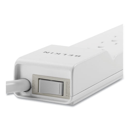 Image of Belkin® Home/Office Surge Protector with Rotating Plug, 6 AC Outlets, 8 ft Cord, 720 J, White
