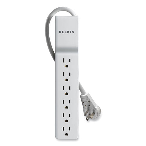 Image of Belkin® Home/Office Surge Protector with Rotating Plug, 6 AC Outlets, 8 ft Cord, 720 J, White