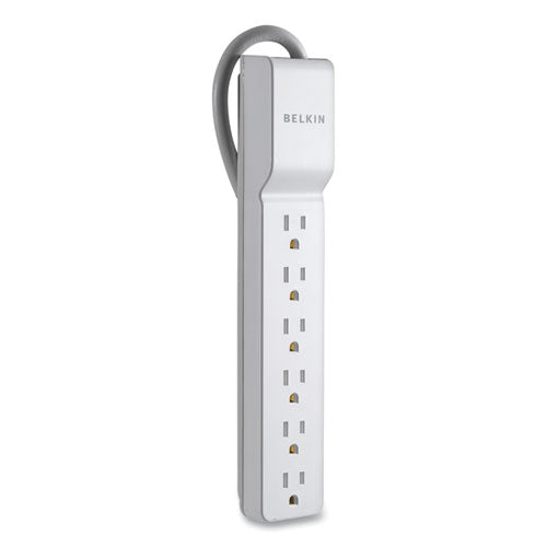 Image of Belkin® Home/Office Surge Protector with Rotating Plug, 6 AC Outlets, 8 ft Cord, 720 J, White