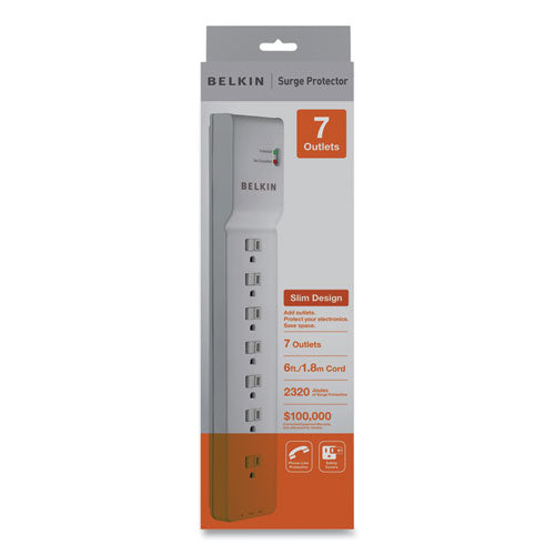 Image of Belkin® Home/Office Surge Protector, 7 AC Outlets, 6 ft Cord, 2,320 J, White